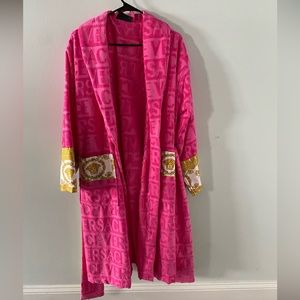 Versace Pink Baroque Robe M